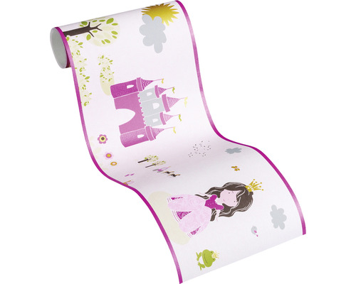 Tapetenbordüre mit Prinzessin, Schloss und Froschmotiven