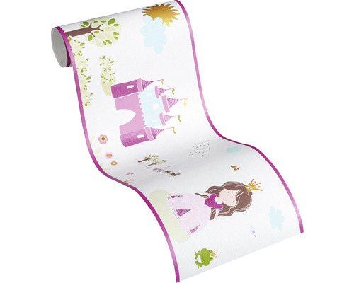 Tapetenrolle mit Prinzessinnen, Schlössern und Bäumen für Kinderzimmer