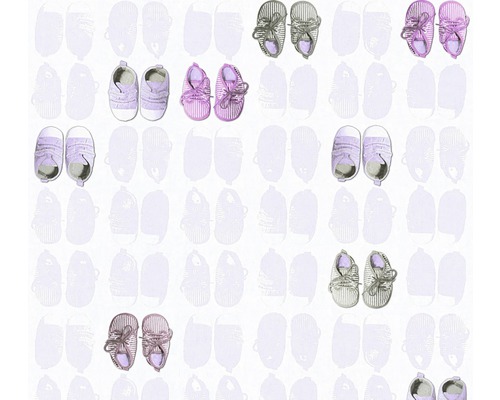 Papier peint intissé 35862-1 Little Stars petites chaussures rose Motif avec chaussures de bébé