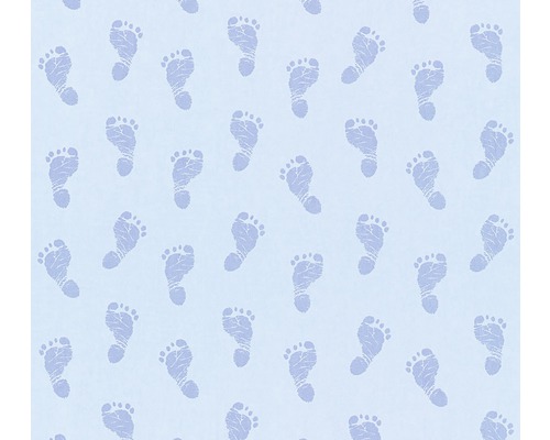 Papier peint intissé 35863-2 Little Stars petits pieds bleu clair Papier peint avec motif d''empreintes de pieds de bébé
