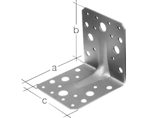 Équerre d''angle en métal avec trous et indications de taille
