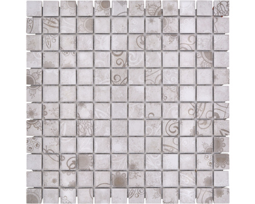 Mosaïque céramique Quadrat Laceo grey 30x30 cm Carreau de mosaïque carré avec motif