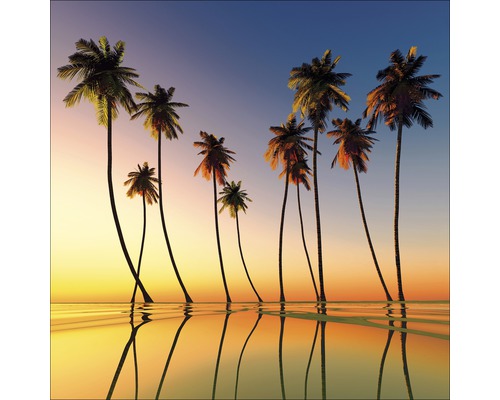 Glasbild Palms On Beach I 30x30 cm