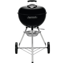 Barbecue boule noir avec couvercle, poignée et roues