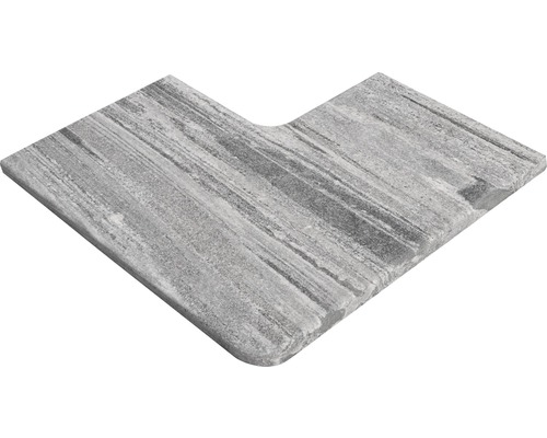 FLAIRSTONE Poolumrandung Arctic Gneis grau Eckstück innen und aussen gerundet 60x35 / 60x35 x 3 cm