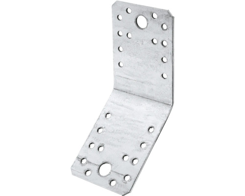 Winkelverbinder 135° abgewinkelt 90 x 90 x 65 mm, sendzimirverzinkt, 1 Stück Winkelverbinder aus Metall mit mehreren Löchern
