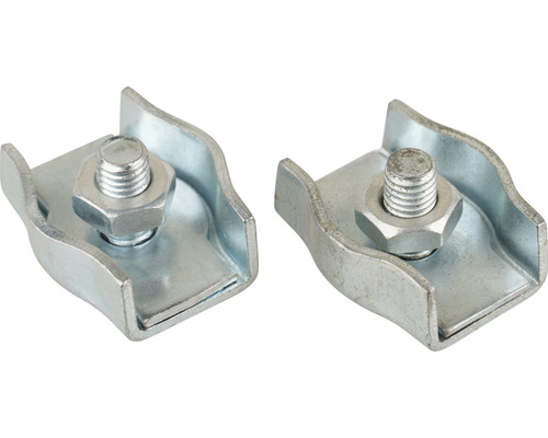 Zwei Gerüstkupplungen mit Schraube und Mutter