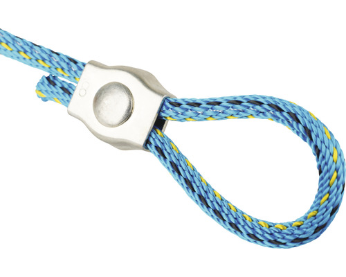 Blaues Kunststoffseil mit Metallschnalle