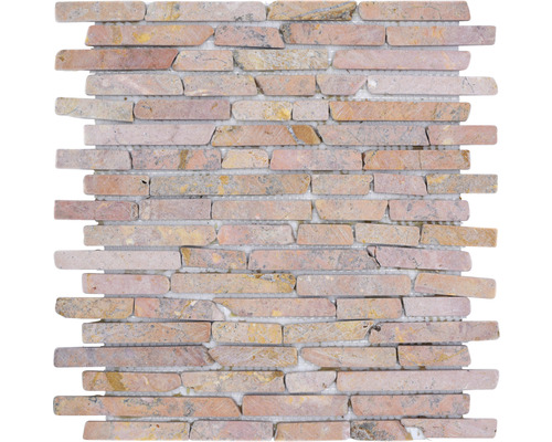 Mosaïque en pierre naturelle Brick145 uni Rossoverona 30.5x30.5 cm