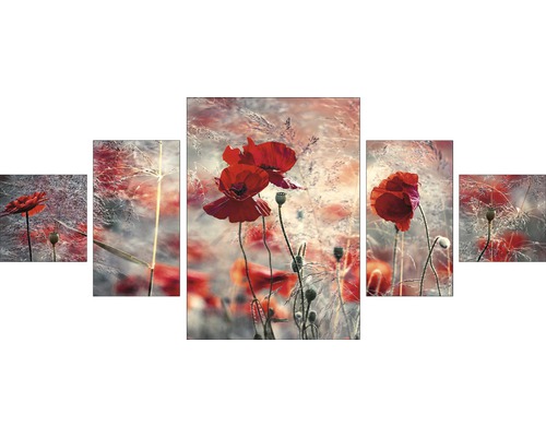 Leinwandbild Red Flowers 5er-Set