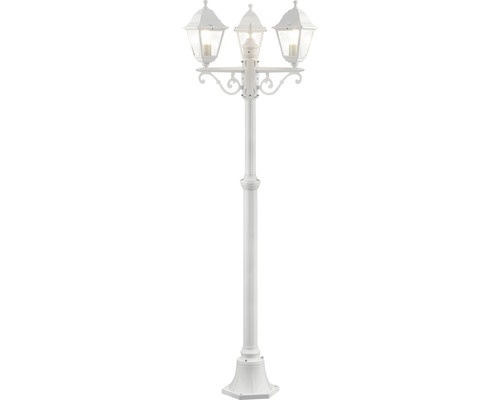 Lampadaire extérieur IP44 3 ampoules hxØ 2000x580 mm Nissi blanc candélabre Lampadaire d''extérieur décoratif à trois lumières pour le jardin