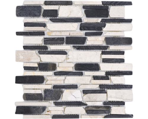 Natursteinmosaik Brick205 mix Biancone Java 30,5x30,5 cm
