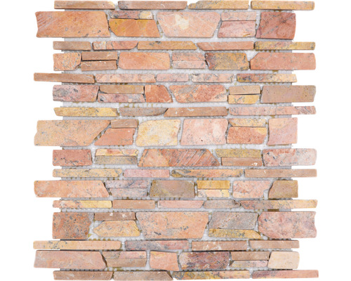 Natursteinmosaik Brick220 uni Rossoverona 30,5x30,5 cm