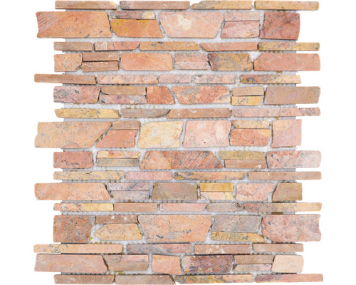 Mosaïque en pierre naturelle Brick220 uni Rossoverona 30.5x30.5 cm Carreau de mosaïque en pierre naturelle