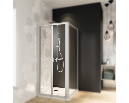 Porte pliante Breuer Fara 4 80 cm verre transparent profilé couleur argent mat