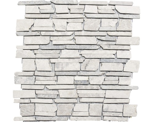 Natursteinmosaik Brick230 uni Grey30,5x30,5 cm Mosaikfliese aus Naturstein auf einem Netz
