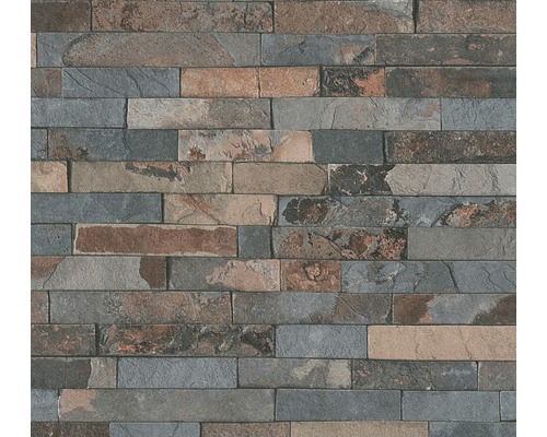 Vliestapete 35582-3 Klinkerstein grau-braun-blau Dekorative Steinwand aus Ziegeln