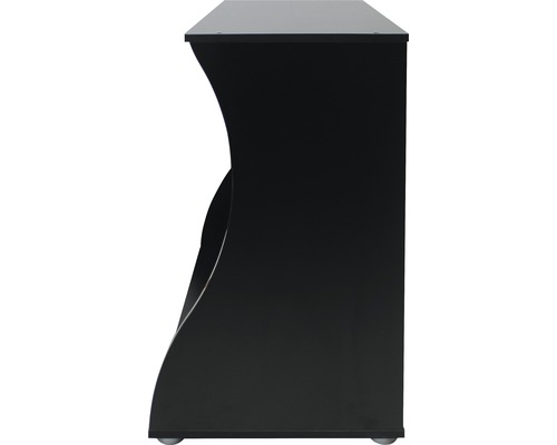 Schwarzes Aquarienunterschrank mit Rollen, Seitenansicht
