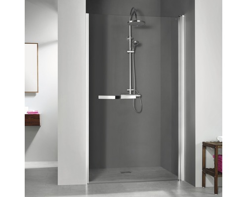 Porte pivotante pour niche Breuer Elana 6 900x2000 mm butée à droite verre véritable verre transparent argent 1633001102004