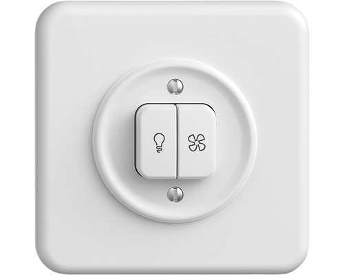 Interrupteur double Feller Standard Due UP SCH1 éclairage/ventilateur IP 20 blanc Interrupteur pour éclairage et ventilation