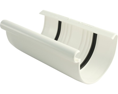 Coque intérieure Marley plastique semi-circulaire blanc de signalisation RAL 9016 DN 125 mm Raccord de gouttière en plastique pour raccorder les éléments de gouttière