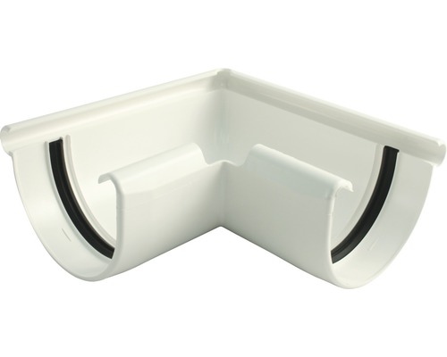 Angle extérieur Marley plastique semi-circulaire 90° blanc de signalisation RAL 9016 DN 125 mm Angle de gouttière en plastique