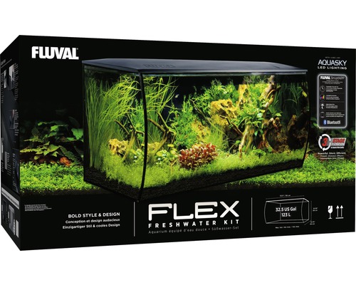 Ensemble complet d''aquarium d''eau douce Fluval Flex emballé