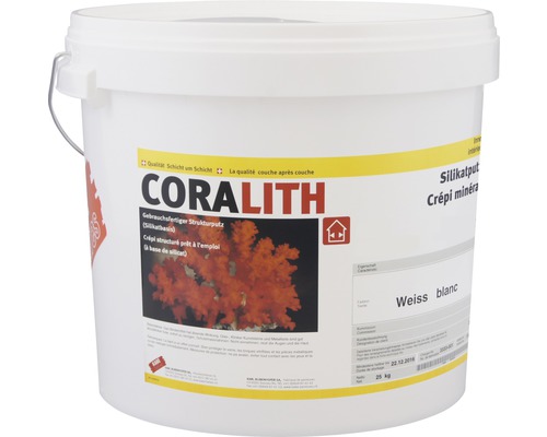 Enduit de silicate KABE Coralith ribé plein 1.0 mm blanc 25 kg