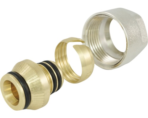 Adaptateur à clipser 16 x 2,0 Raccord à visser en laiton avec joints d''étanchéité et écrou-raccord