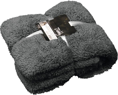 Wohndecke Teddy Plaid grau 150x200 cm-0