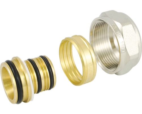 Klemm-Adapter M32 x 26 x 3,0 Messingrohrverbinder mit Überwurfmutter, Klemmring und Dichtung