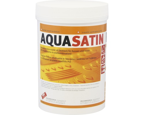 Aquasatin 1K Decklack für den Innen- und Außenbereich in einem weißen Behälter