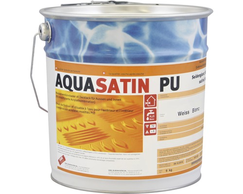 Peinture laquée AQUASATIN PU dans un seau métallique pour l''intérieur et l''extérieur