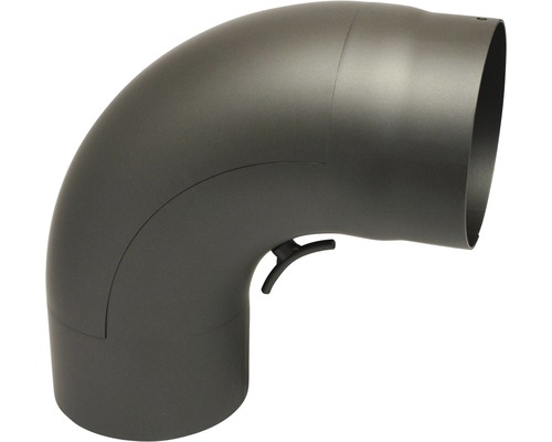 Coude de tuyau de poêle 90° Ø150 mm avec porte senotherm vernis gris fonte Tuyau de poêle coudé avec papillon
