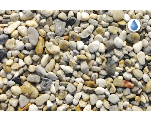 Gravier décoratif comme revêtement de sol avec symbole de perméabilité à l''eau