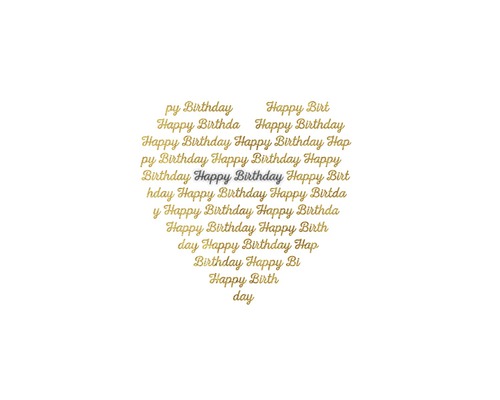 Herzform aus den Worten ''Happy Birthday''