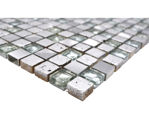 Carreaux de mosaïque carrés en métal et verre