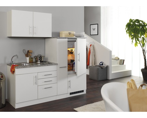 Küchenzeile mit Geräten Held Möbel Toronto 190 cm Frontfarbe weiss Korpusfarbe weiss 782.1.6513