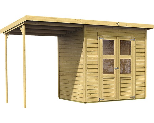 Abri de jardin en bois avec annexe et double porte