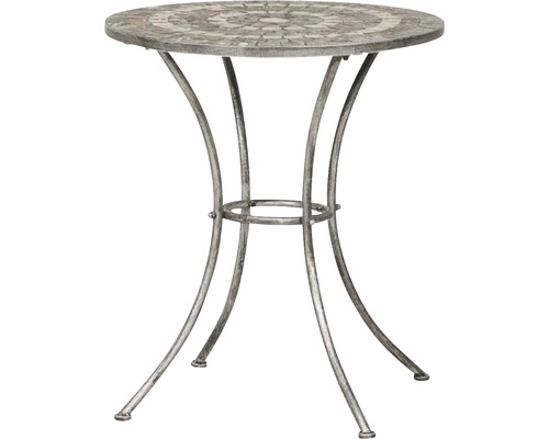 Table de balcon Siena Garden Felina pierre aspect mosaïque Ø 70 h 69,5 cm gris