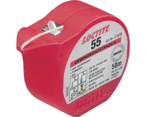 Loctite 55 - fil d'étanchéification pour filetage 50m Loctite 55 Fil d''étanchéité pour filetage, 50 mètres