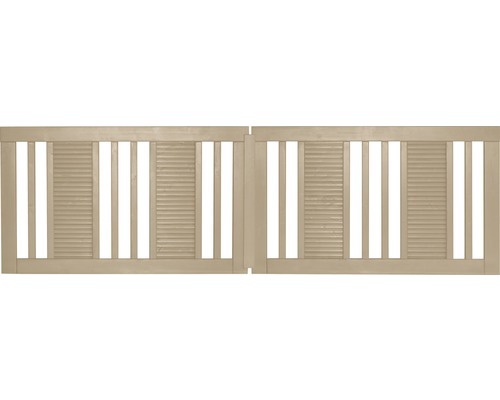 Portail double Konsta Fenris sans fraisage pour serrure 300 x 90 cm naturel Portail double en bois avec lamelles