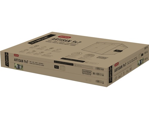 Keter Artisan 9x7 Gartenhaus in Verpackung