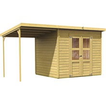 Abri de jardin en bois avec annexe et porte double