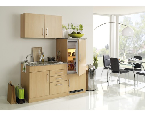 Küchenzeile mit Geräten Held Möbel Toronto 160 cm Frontfarbe buche Korpusfarbe buche 909.6510