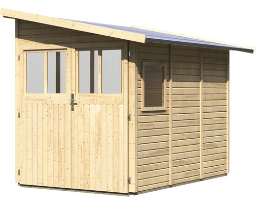 Abri de jardin en bois avec double porte et fenêtres