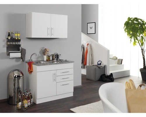 Küchenzeile mit Geräten Held Möbel Toronto 100 cm Frontfarbe weiss Korpusfarbe weiss 973.6513