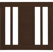 Cadre de clôture en bois teinté brun avec insert à lamelles