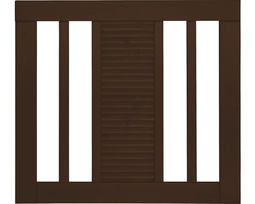 Portail à un vantail Konsta Fenris sans fraisage pour serrure 90 x 90 cm marron Cadre de clôture en bois teinté brun avec insert à lamelles