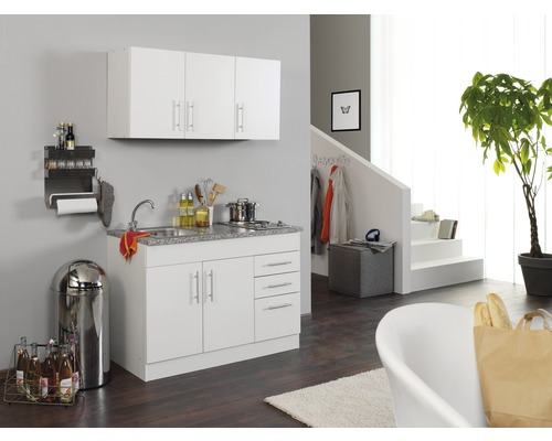 Küchenzeile mit Geräten Held Möbel Toronto 120 cm Frontfarbe weiss Korpusfarbe weiss 978.6513